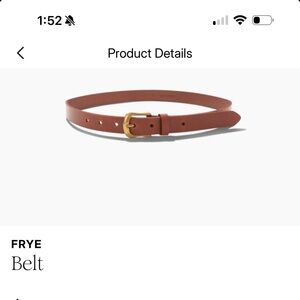 Brown Leather Frye Belt with Gold Buckle S/M
